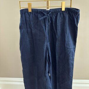 100% Linen Drawstring  Navy Cropped Jones New York Pants Medium
